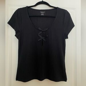 American Eagle Outfitters Black Short Sleeve Bows